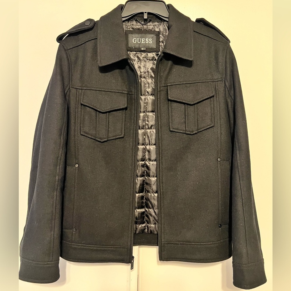 Guess Wool Blend Black Utility Jacket